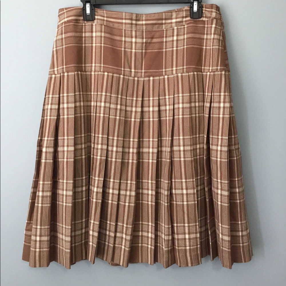 Madison Studio 10 Camel Plaid Pleated Skirt